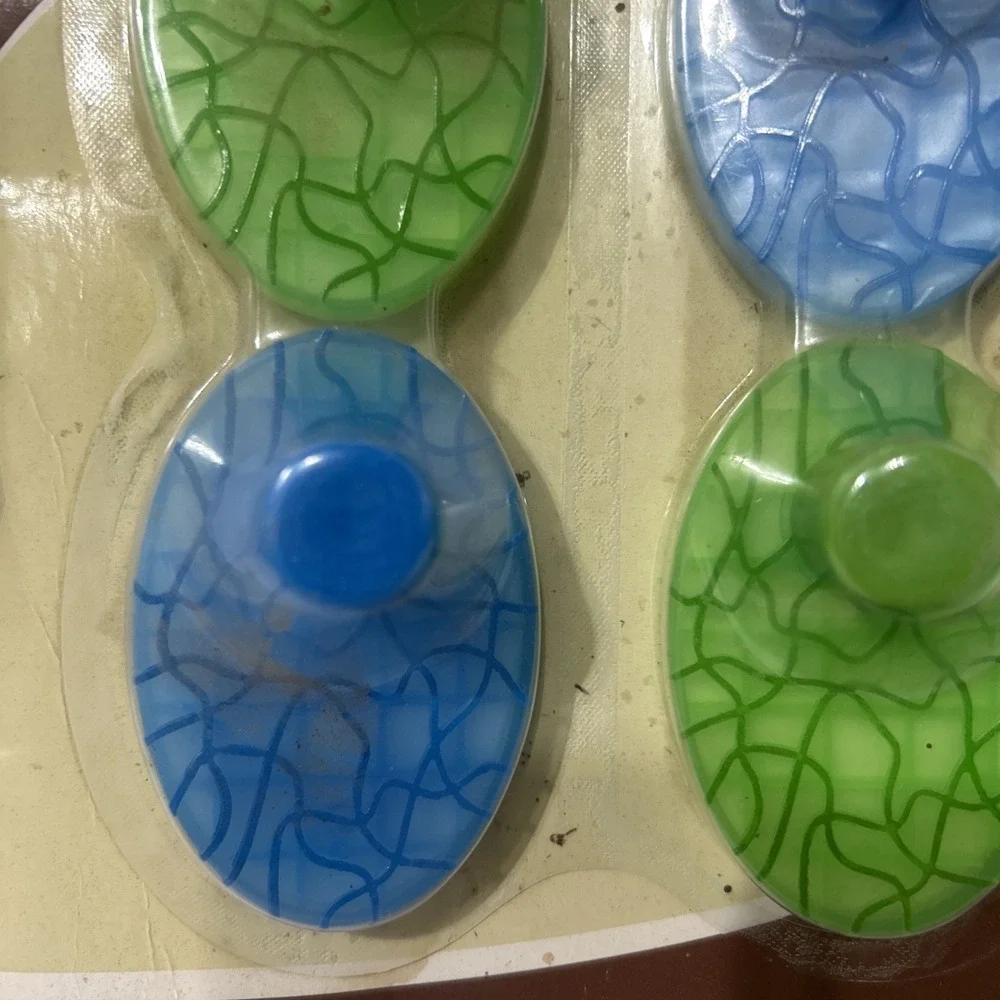 4 Pc Self Adhesive Hooks Vintage Green Blue Cracked Glass Style Geometric